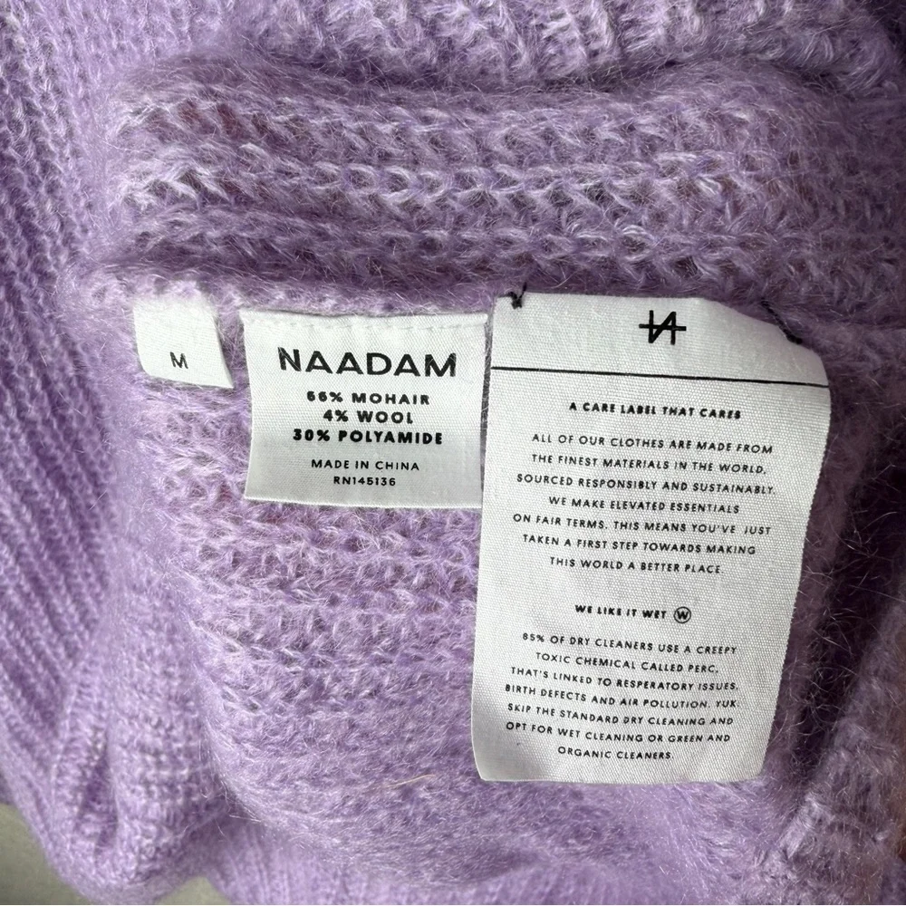 NAADAM Umbriel Turtleneck Sweater Lilac Purple Size Medium Revolve Mohair Blend